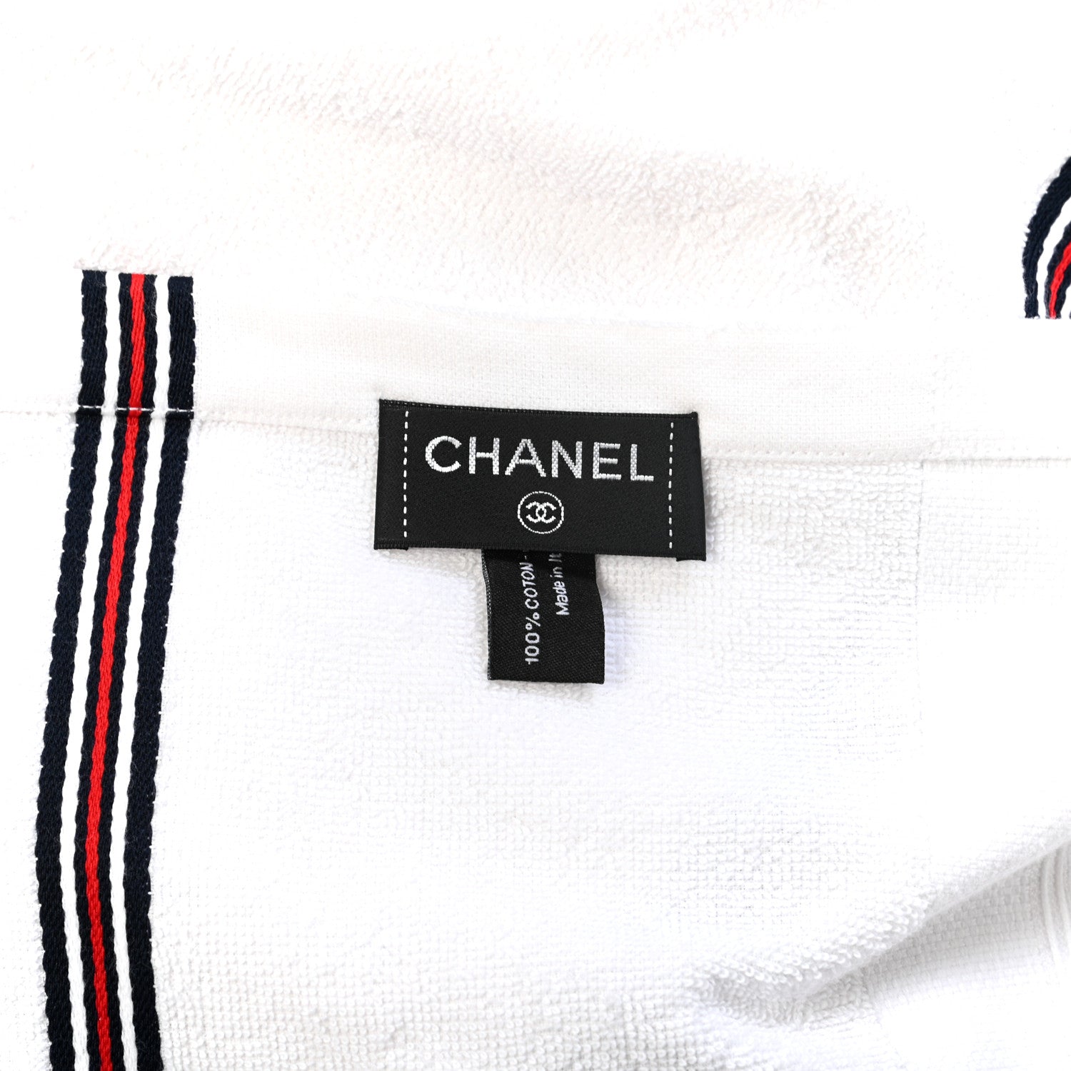 Chanel Cotton CC Chanel Airlines Beach Towel White Navy Red 3 of 3