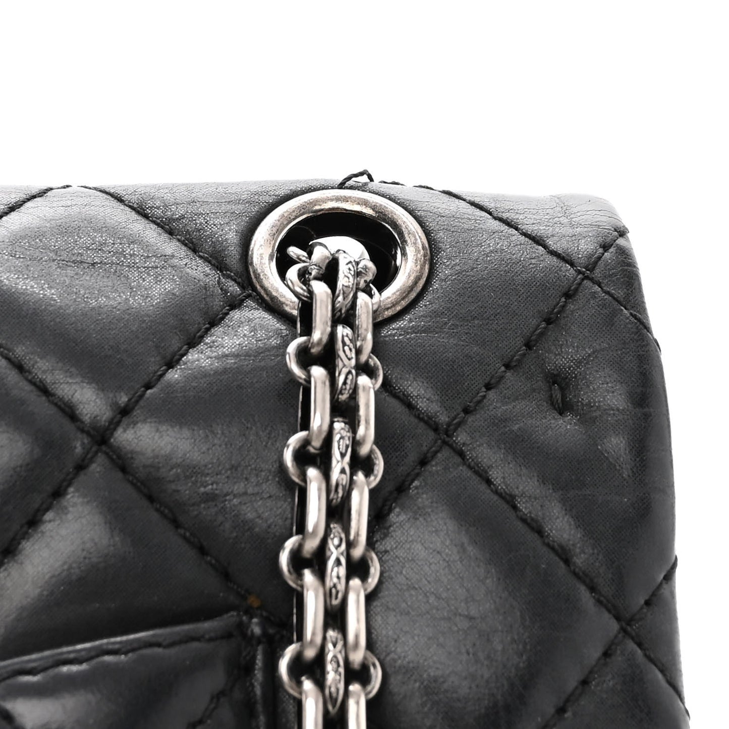 Iridescent Calfskin Quilted 2.55 Reissue 226 Flap Dark Grey