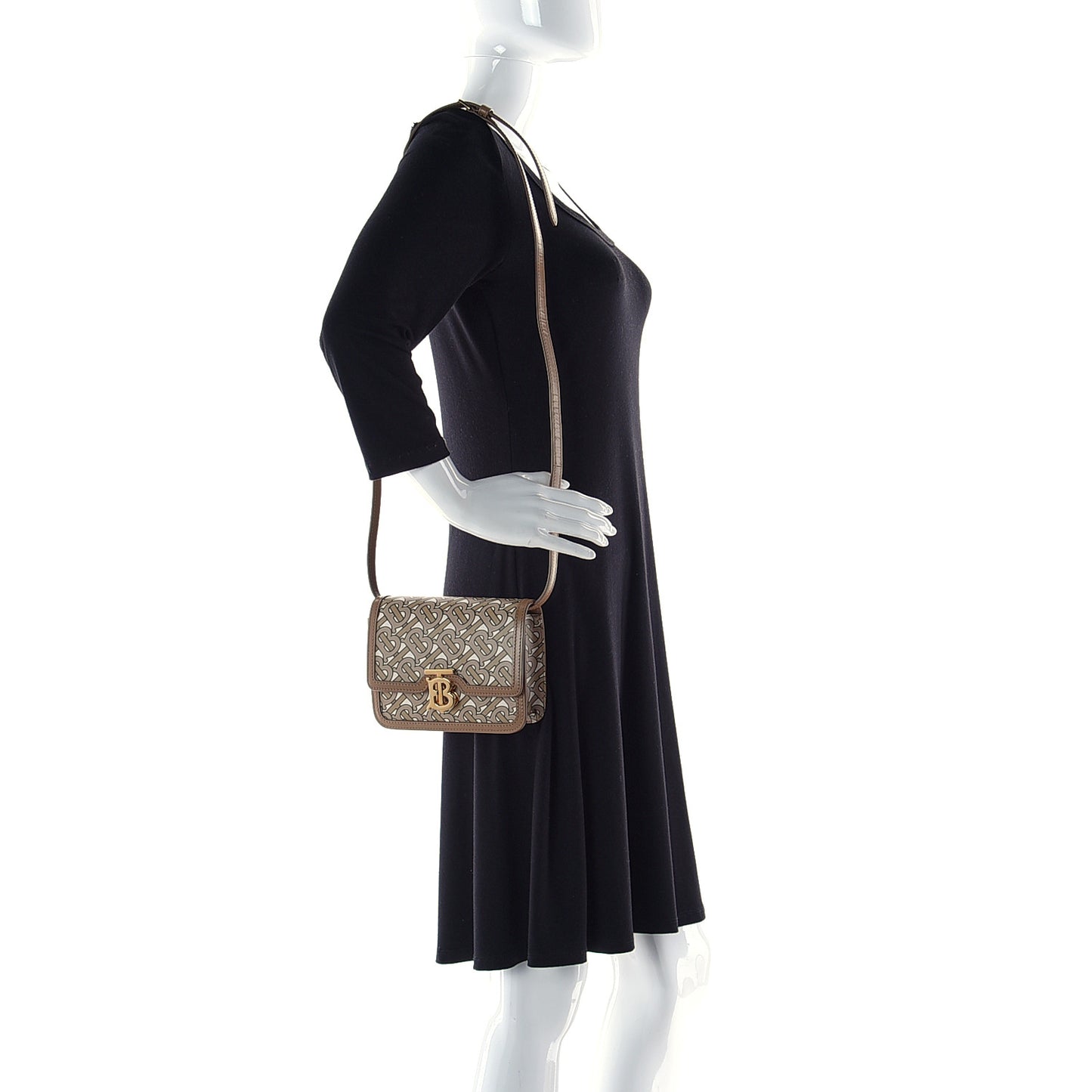 Calfskin Monogram Mini TB Bag Beige