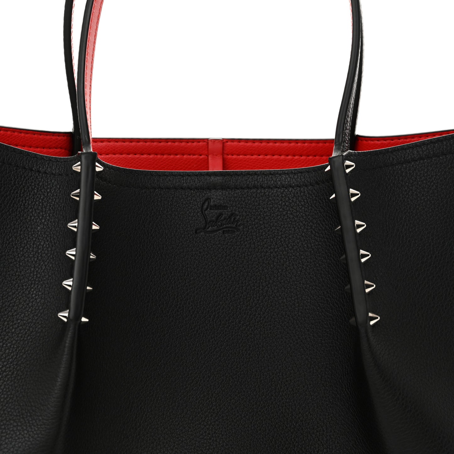 Calfskin Empire Spiked Small Cabarock Shopper Tote Black