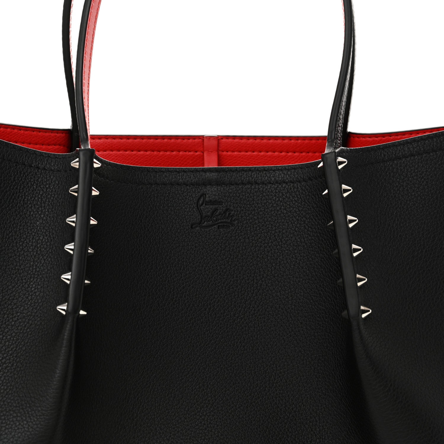Christian Louboutin Calfskin Empire Spiked Small Cabarock Shopper Tote Black 7 of 9