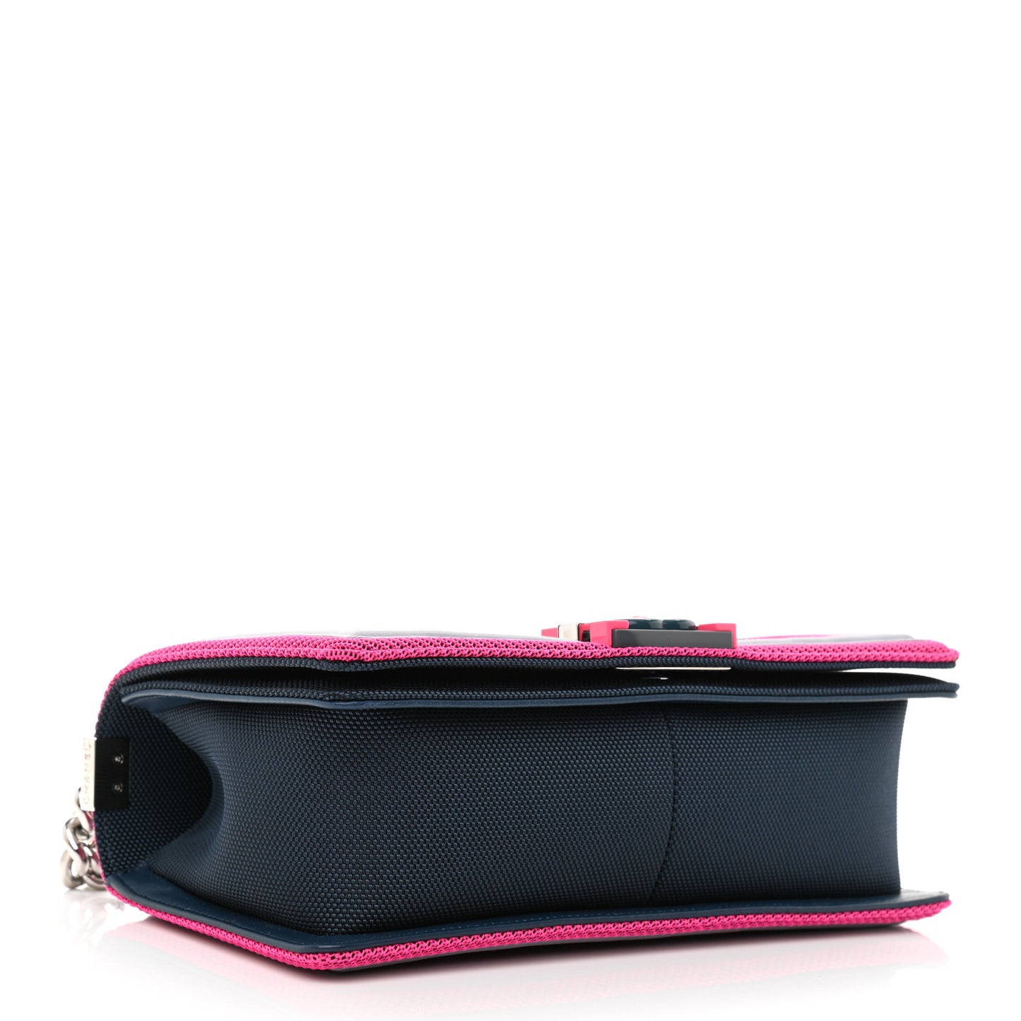 Canvas Quilted Medium Fluo Boy Flap Dark Navy Fuchsia Grey