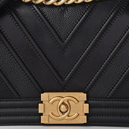 Chanel Caviar Suede Calfskin Chevron Medium Boy Flap Black 17 of 18