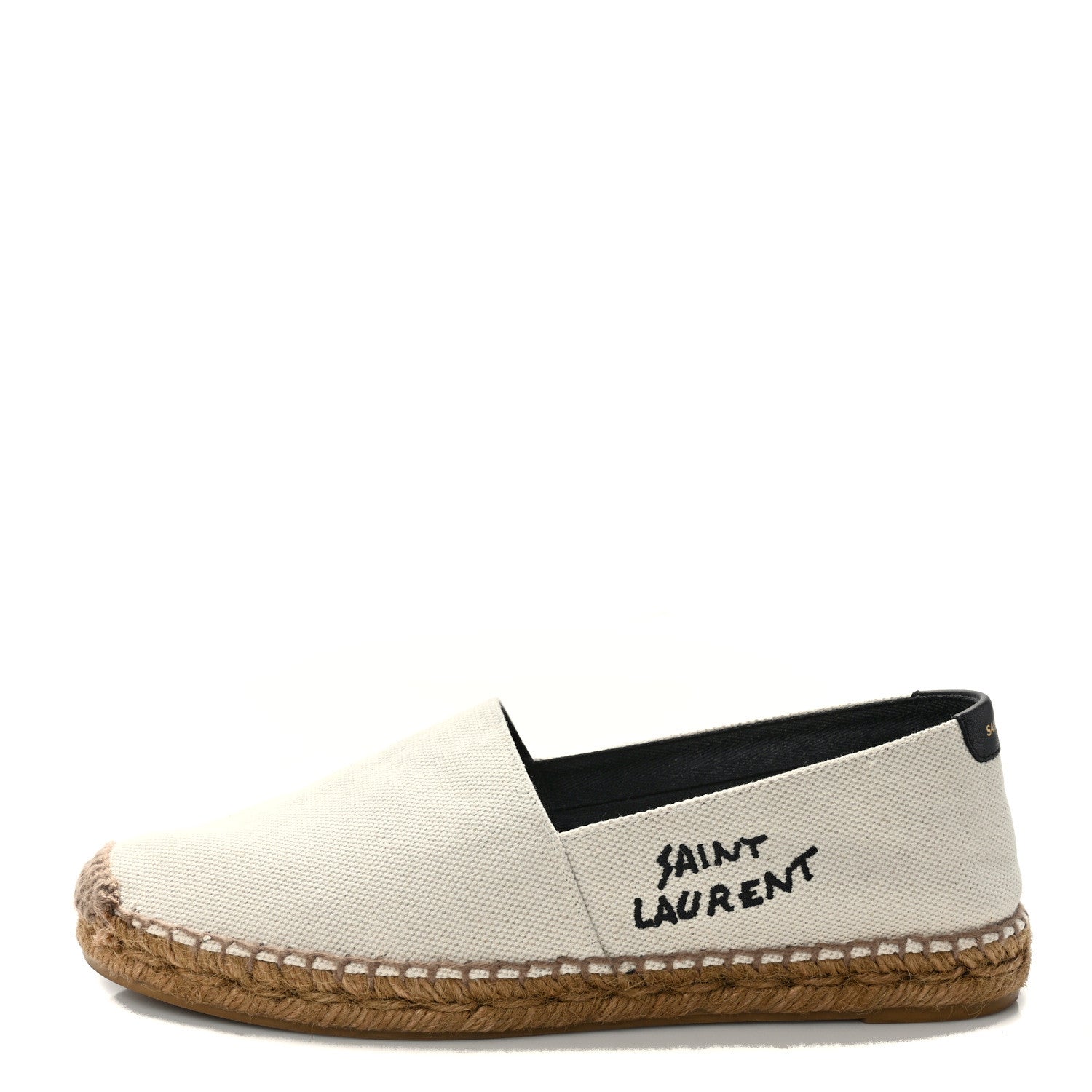 Saint Laurent Canvas Nappa Elba Light Logo Embroidered Espadrilles 38.5 Ecru 1 of 9