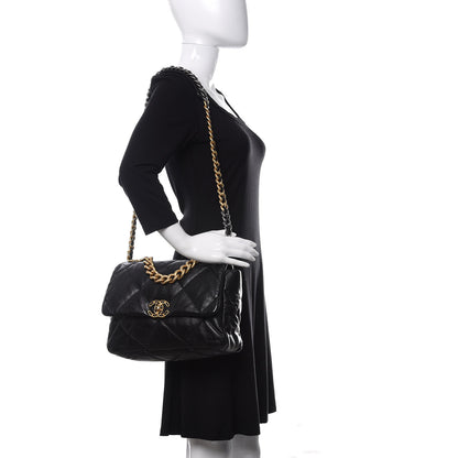 Chanel Goatskin Quilted Large 19 Flap Black 2 of 9