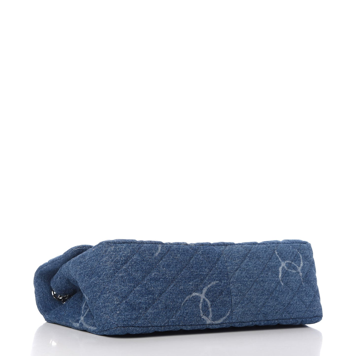 Denim Quilted CC Print Jumbo Single Flap Blue