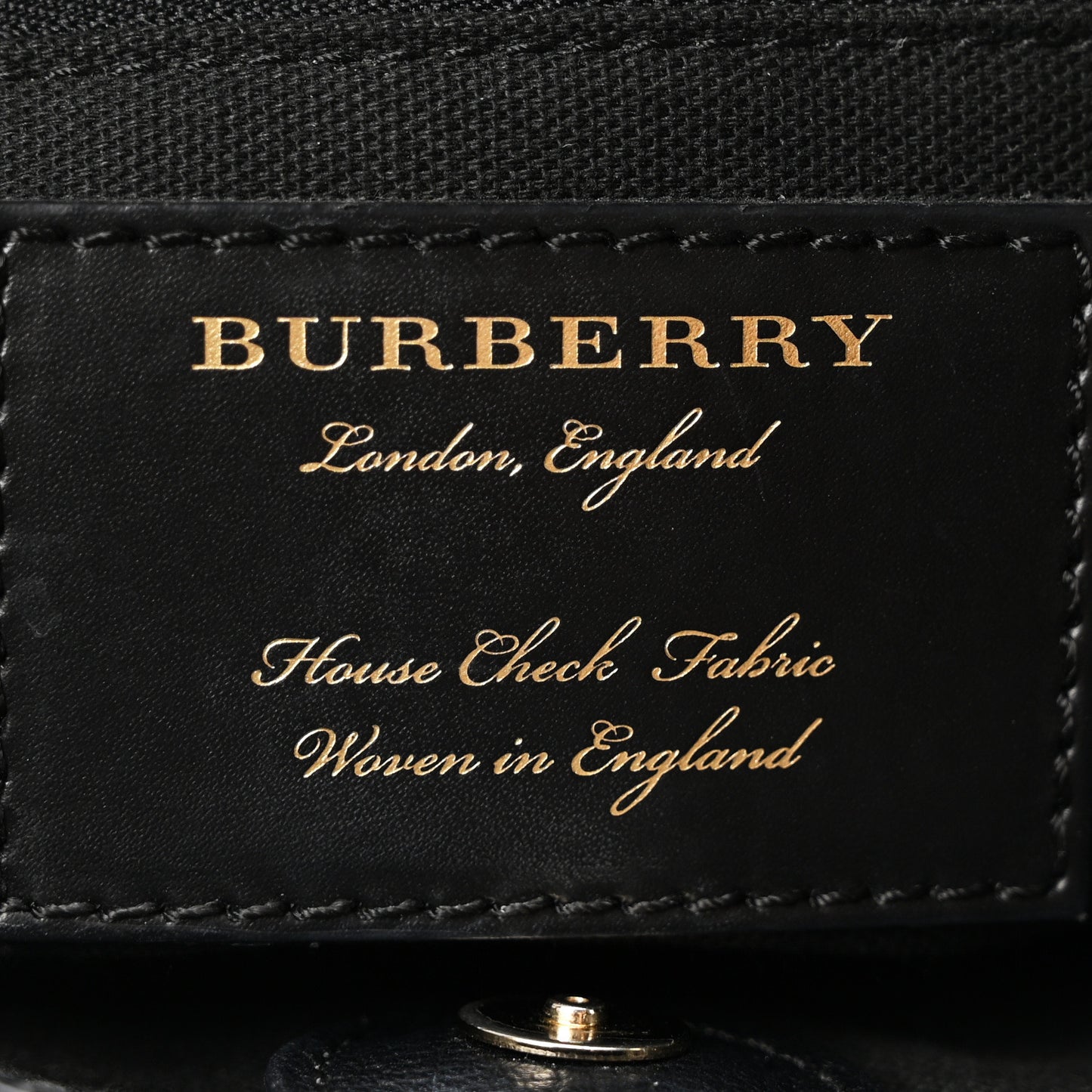 Grainy Calfskin House Check Two Tone Medium Banner Tote Black Brown