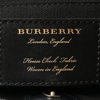 Burberry Grainy Calfskin House Check Two Tone Medium Banner Tote Black Brown 6 of 10