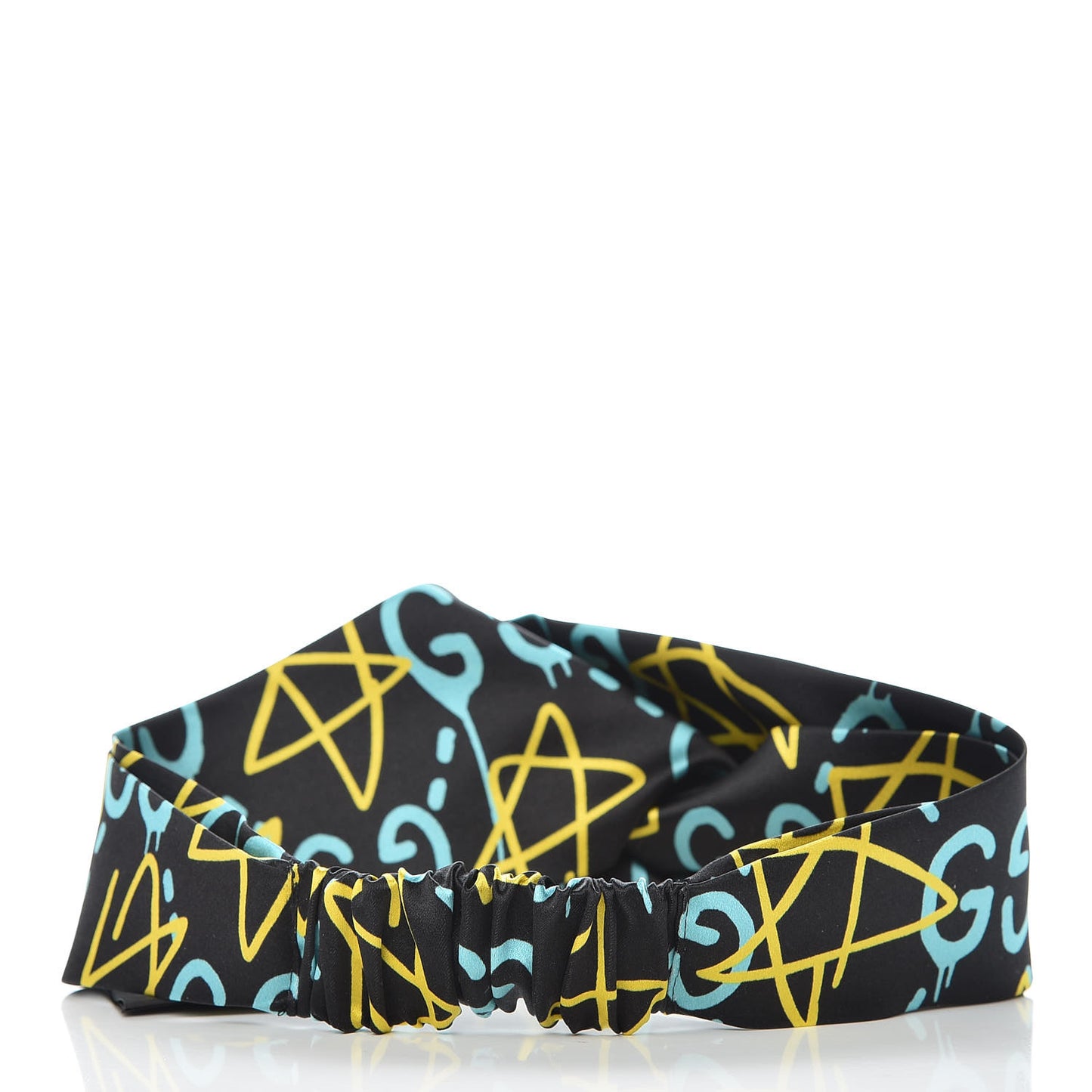 Silk GucciGhost Stars Print Duchesse Headband Black Sky Blue