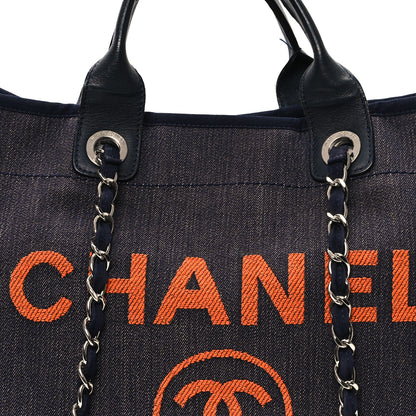 Chanel Denim Large Deauville Tote Blue Orange 8 of 13