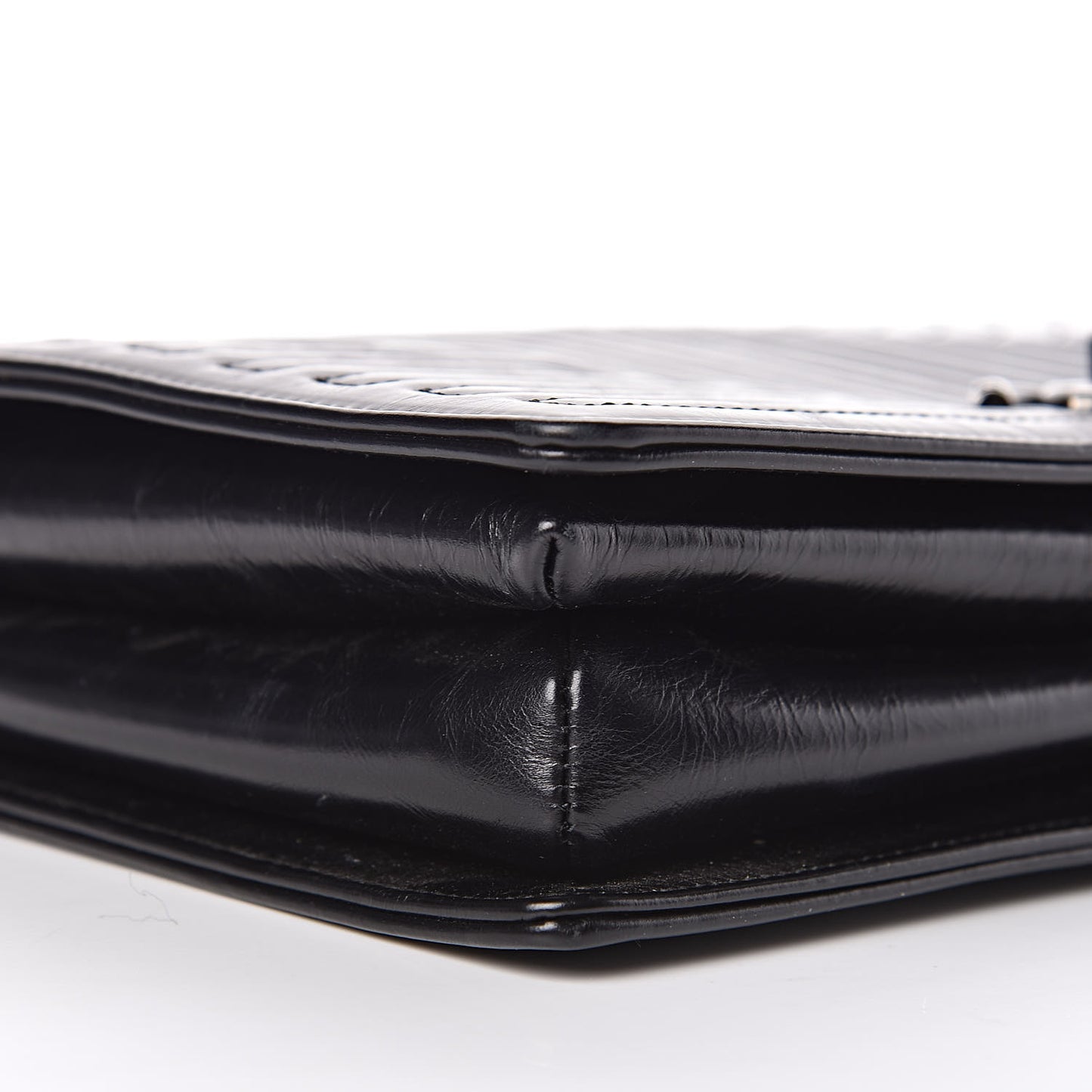 Glazed Calfskin Quilted Medium Korean Garden Flap Black