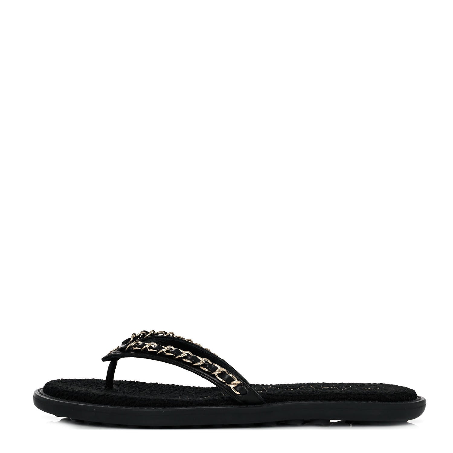 Chanel Lambskin CC Chain Thong Sandals 36 Black 1 of 9
