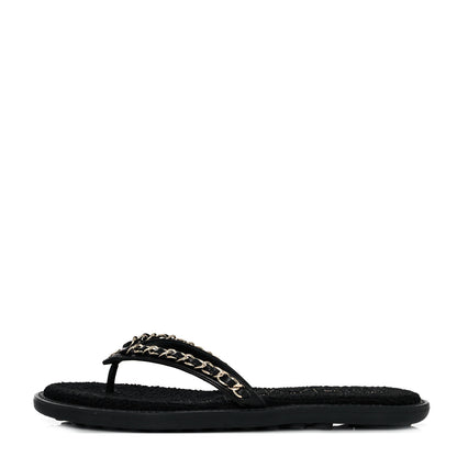 Chanel Lambskin CC Chain Thong Sandals 36 Black 1 of 9