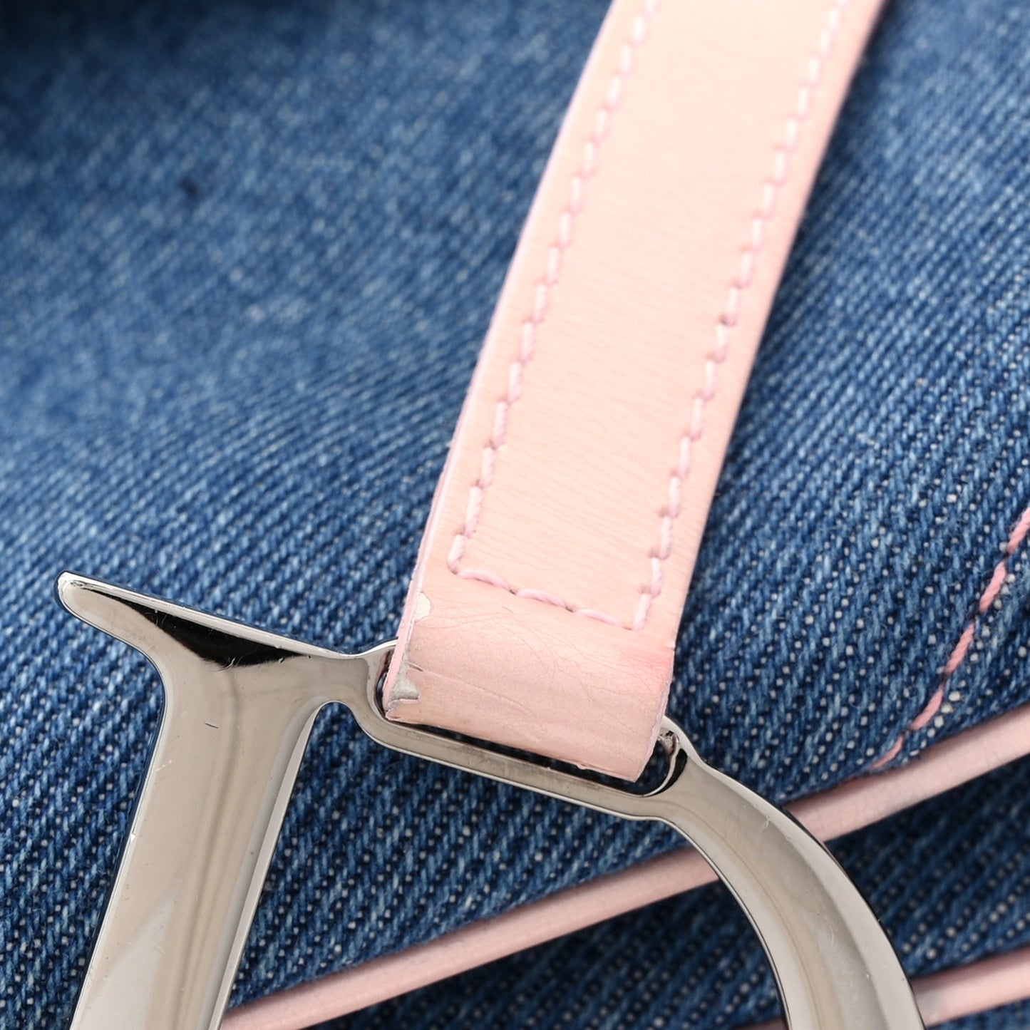 Patent Denim Jeans Saddle Bag Blue Pink
