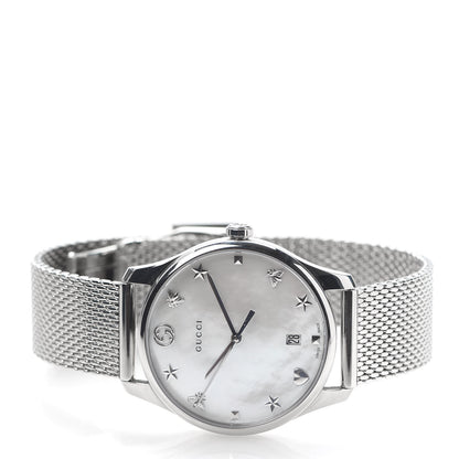 Gucci Stainless Steel Mother of Pearl 36mm G-Timeless Charm Quartz Watch 3 of 7