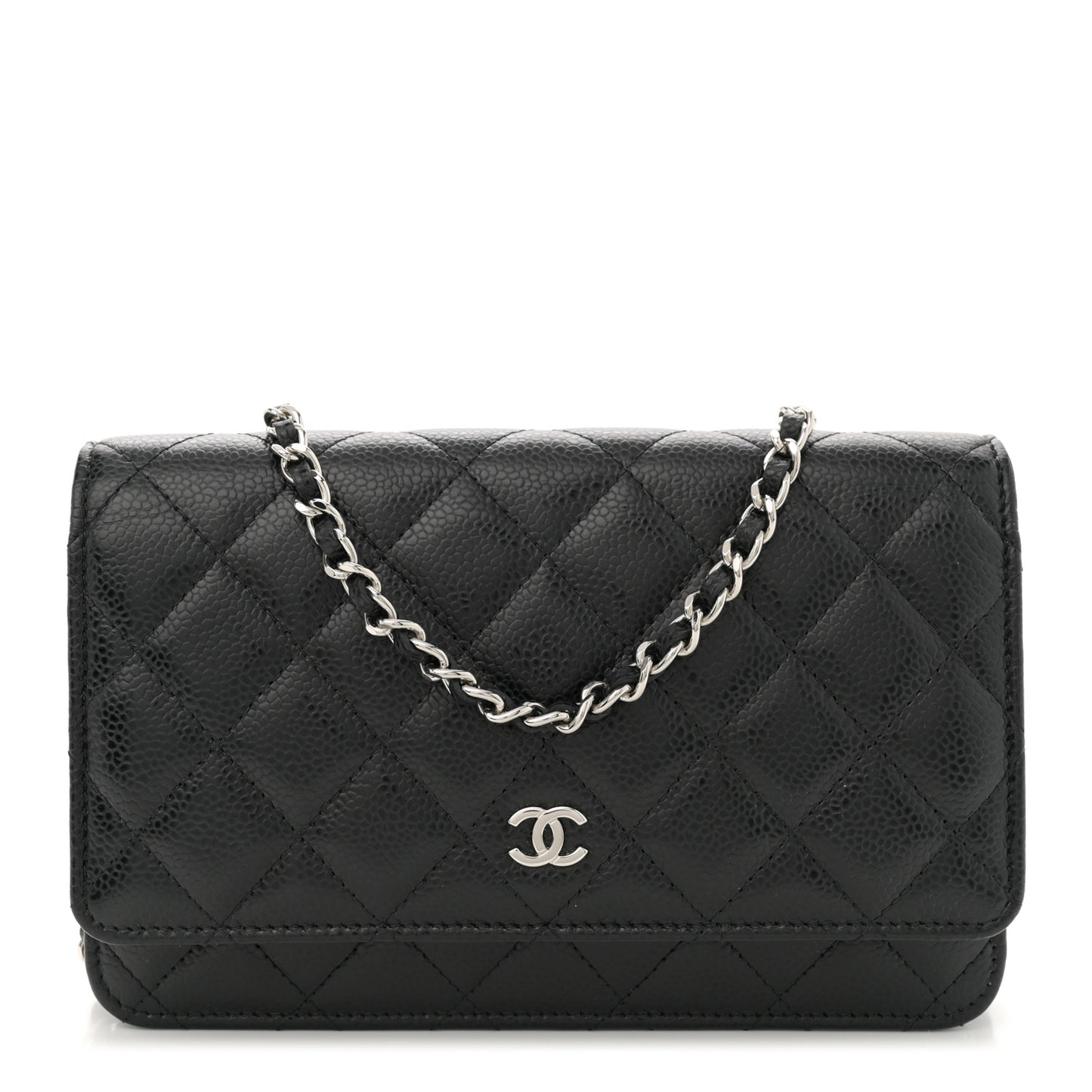 Caviar Quilted Wallet on Chain WOC Black