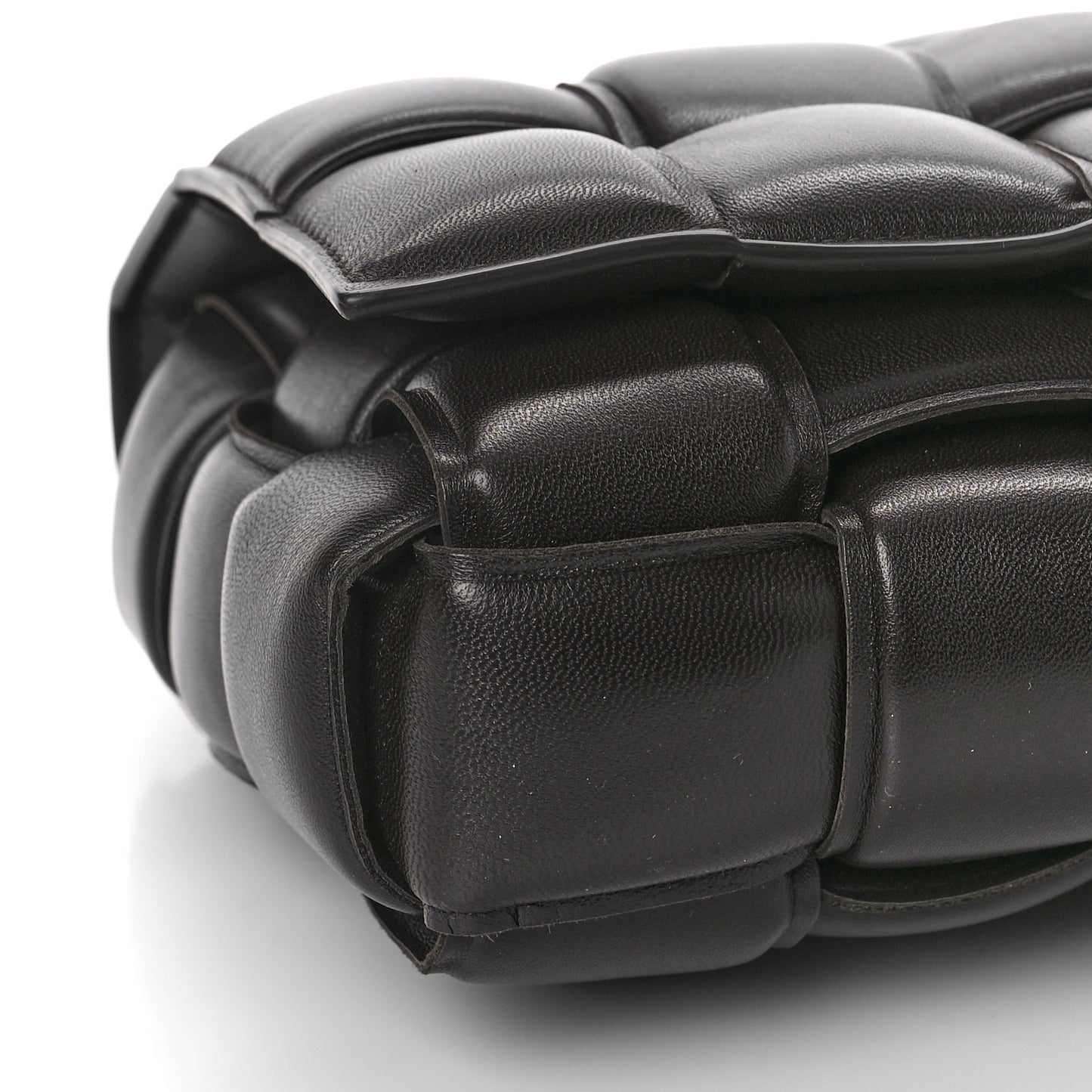Lambskin Maxi Intreccio Padded Chain Cassette Crossbody Bag Black