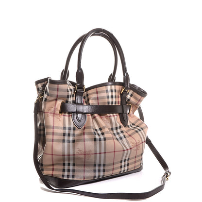 Burberry Haymarket Check Medium Golderton Tote Chocolate 3 of 11