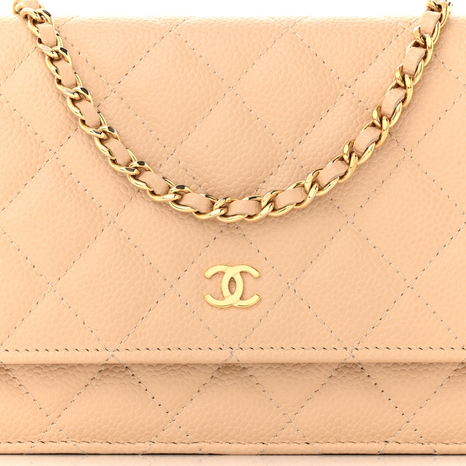 Chanel Caviar Quilted Wallet On Chain WOC Beige 9 of 11