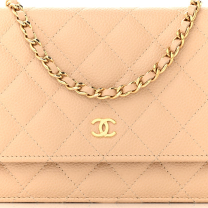 Chanel Caviar Quilted Wallet On Chain WOC Beige 9 of 11