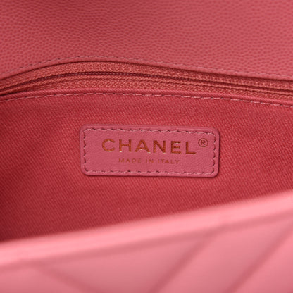 Chanel Caviar Chevron Quilted Small Coco Handle Flap Pink 8 of 10