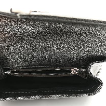 Saint Laurent Metallic Grain De Poudre Matelasse Chevron Monogram Medium College Bag Gunmetal 5 of 10