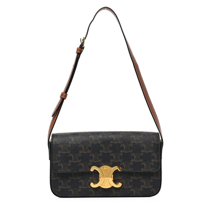 Celine Canvas Calfskin Triomphe Shoulder Bag Tan 1 of 9
