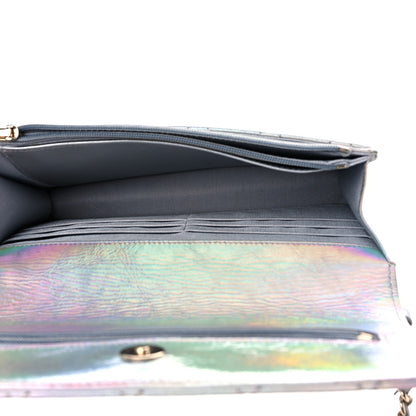 Chanel Iridescent Goatskin Quilted Wallet On Chain WOC Silver 5 of 15