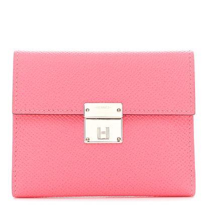 Hermes Epsom Mini Clic Card Holder Rose Azalee 1 of 6
