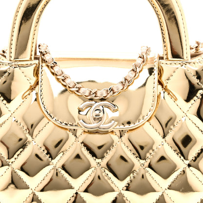 Chanel Mirror Calfskin Metallic Calfskin Quilted Nano Kelly Shopper Gold 8 of 10