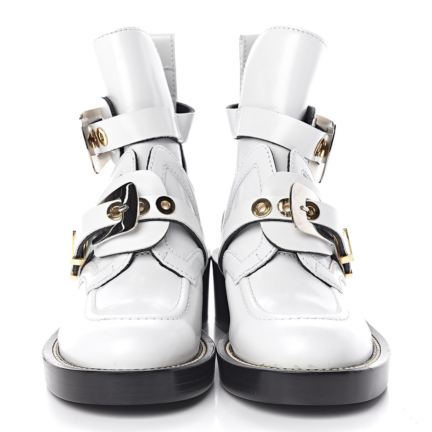 Brushed Calfskin Ceinture Ankle Boots 36.5 White