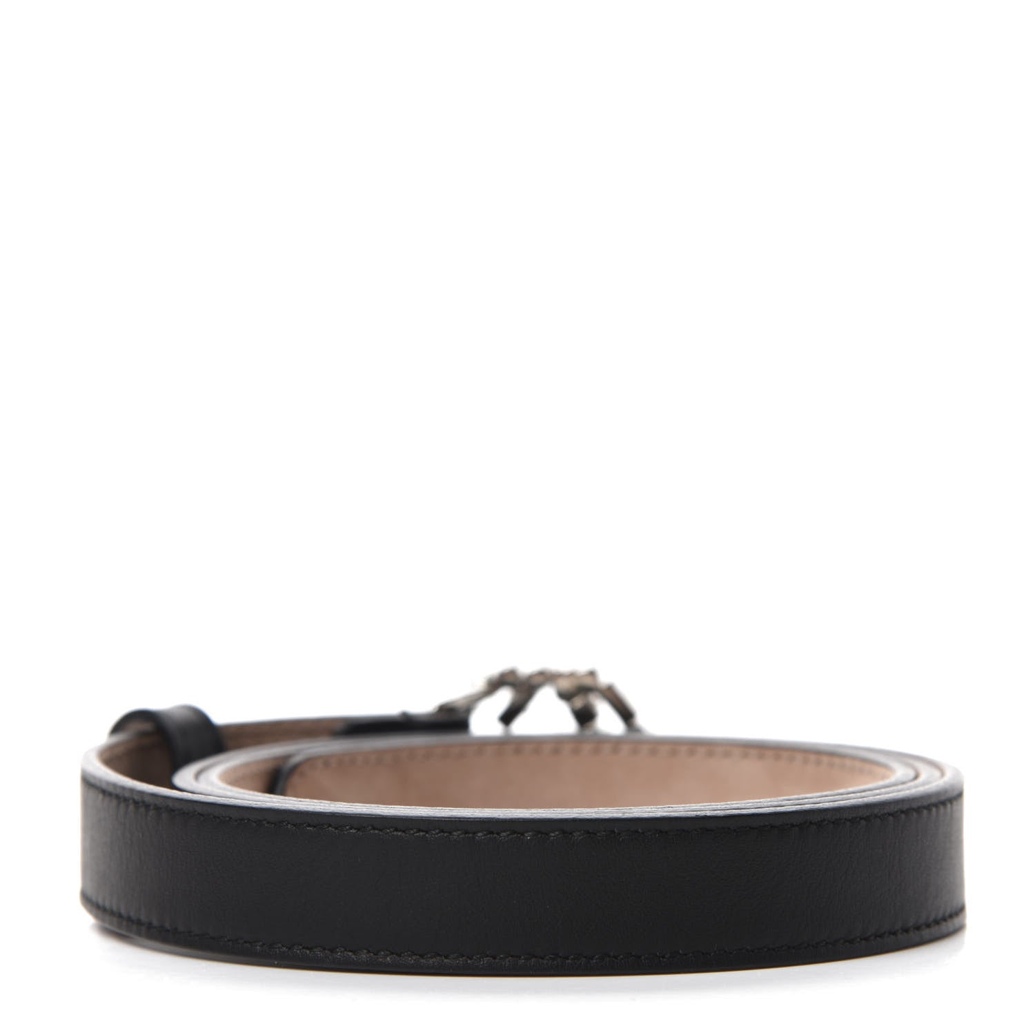 Gucci Calfskin Crystal Interlocking G Belt 90 36 Black 2 of 4