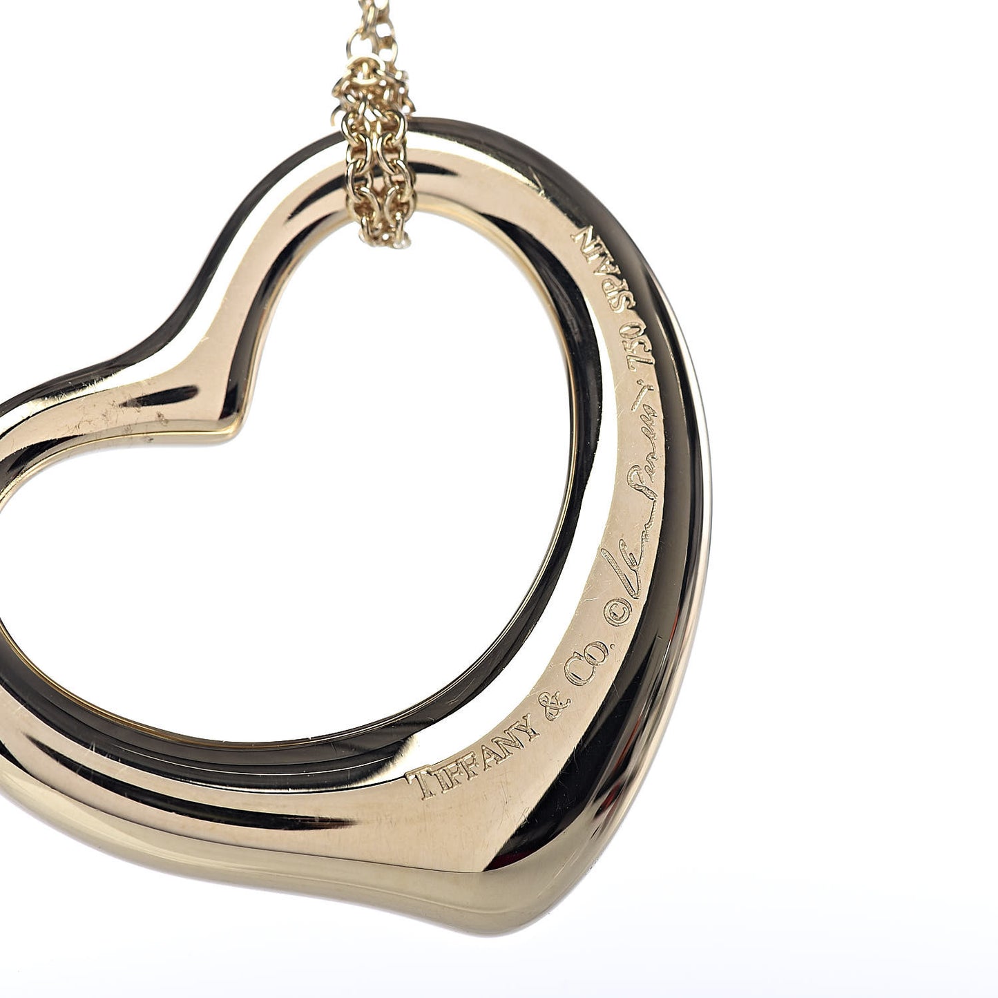 18K Yellow Gold Elsa Peretti Large Open Heart Pendant Necklace