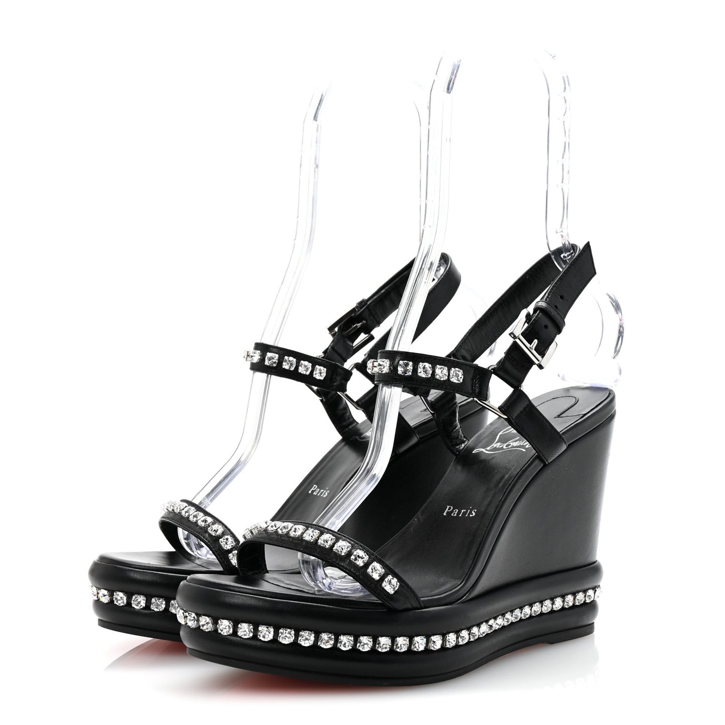 Nappa Crystal Pyrastrass 110 Wedge Sandals 40 Black