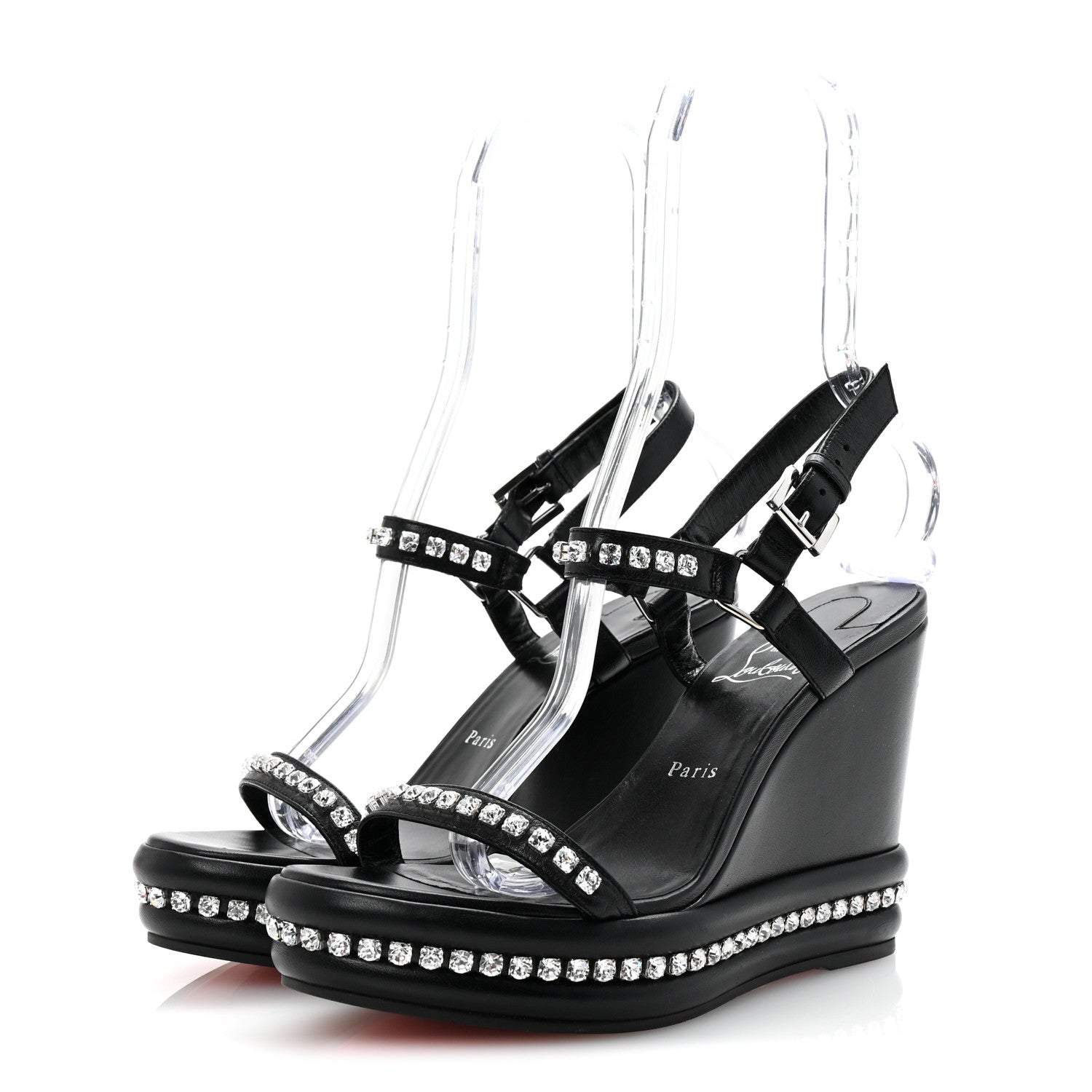 Christian Louboutin Nappa Crystal Pyrastrass 110 Wedge Sandals 40 Black 4 of 9