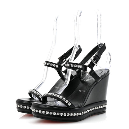 Christian Louboutin Nappa Crystal Pyrastrass 110 Wedge Sandals 40 Black 4 of 9