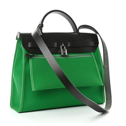 Hermes Vache Hunter Toile Herbag Zip 31 PM Bambou Kaki 4 of 10