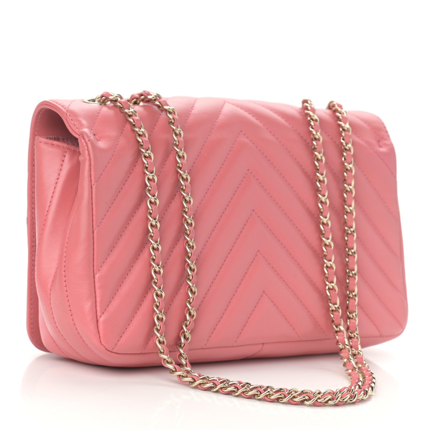 Chanel Calfskin Chevron Quilted Small Statement Flap Pink 3 of 15