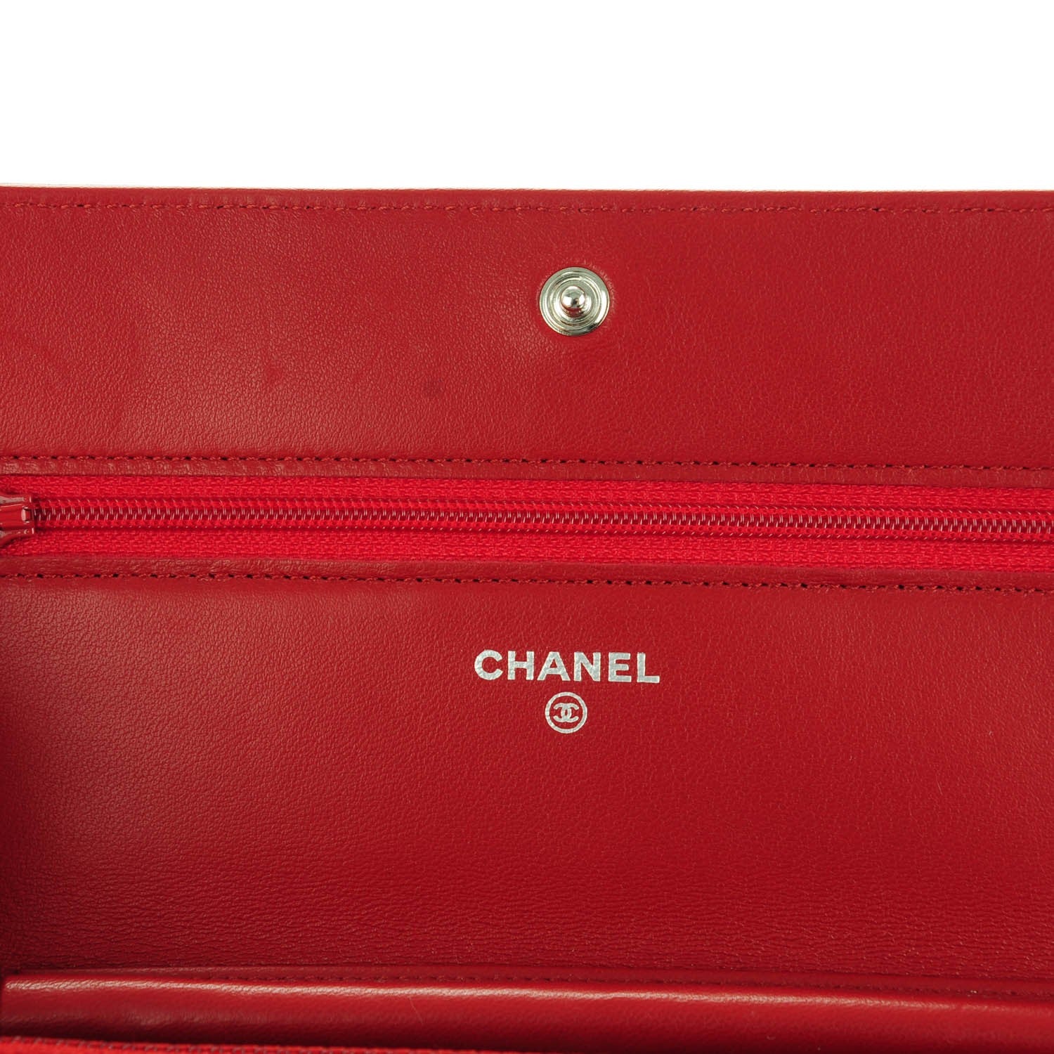 Chanel Lambskin Camellia Embossed Wallet On Chain WOC Red 6 of 8