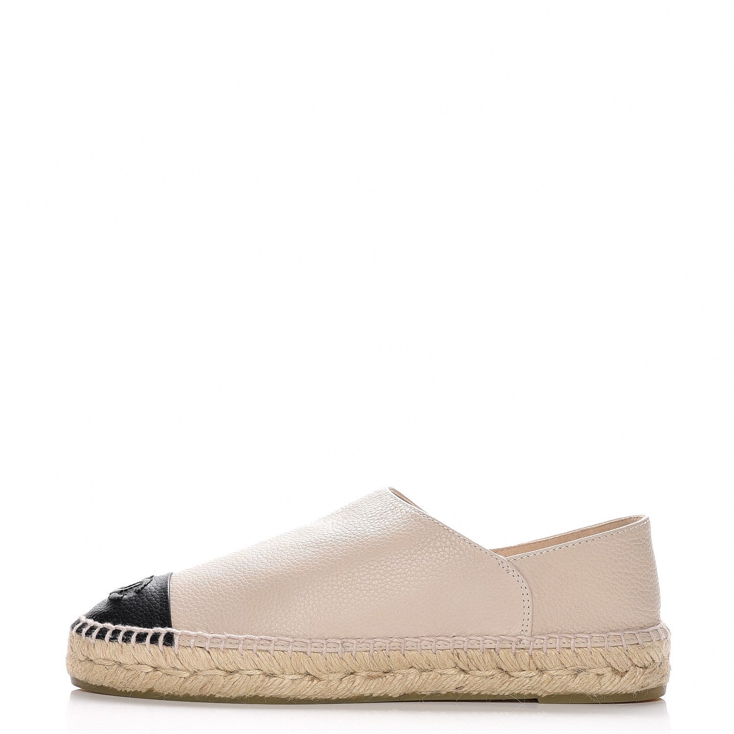 Chanel Grained Calfskin CC Espadrilles 38 Beige Black 1 of 9