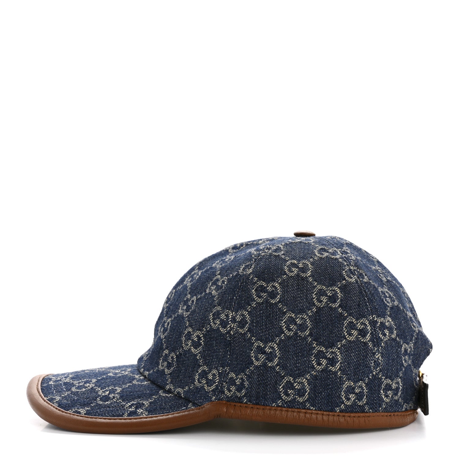 Gucci Washed Jacquard Denim Nappa GG Monogram Oscar Baseball Hat S Denim Cuir 4 of 10