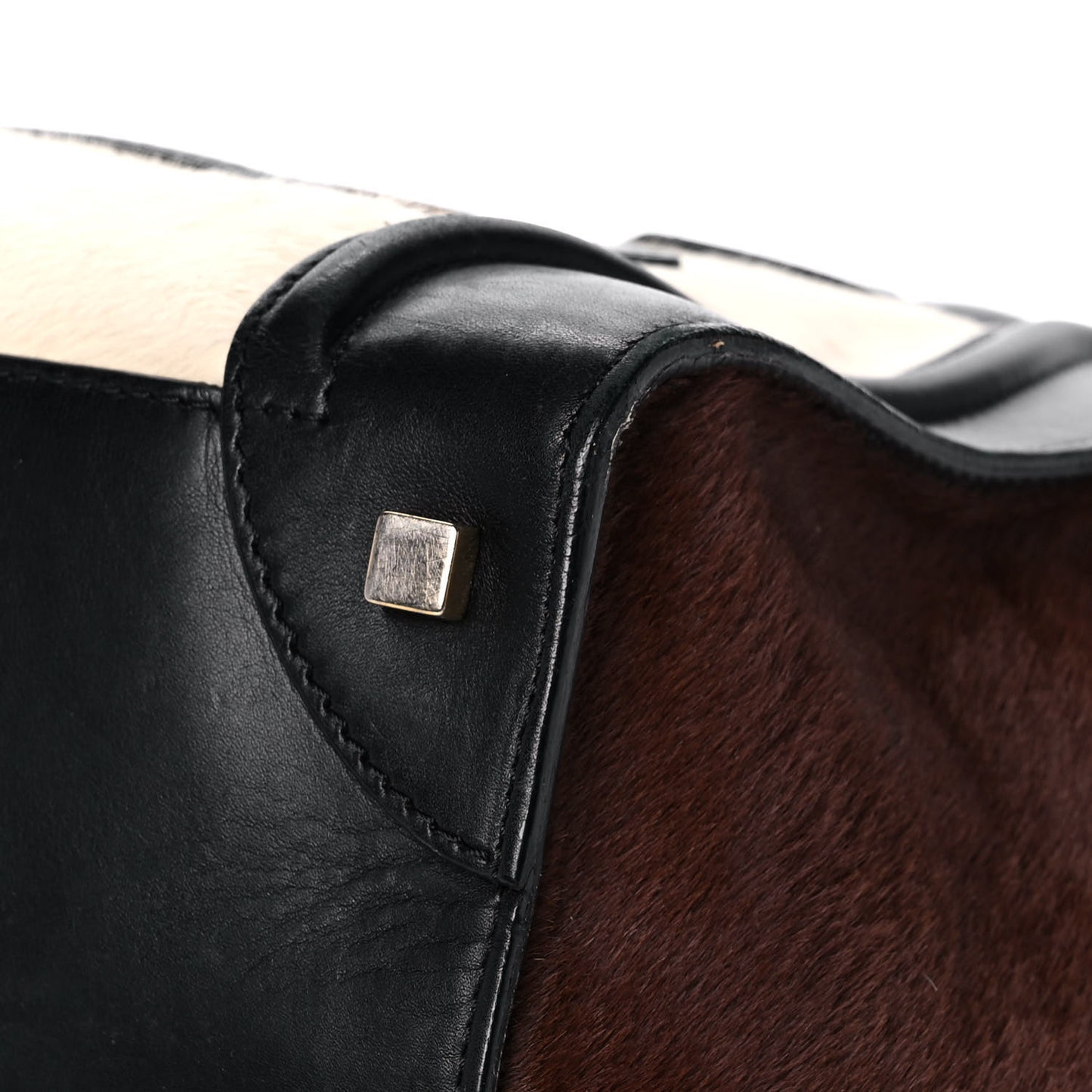 Pony Hair Mini Tri-Color Luggage Ivory Black Brown