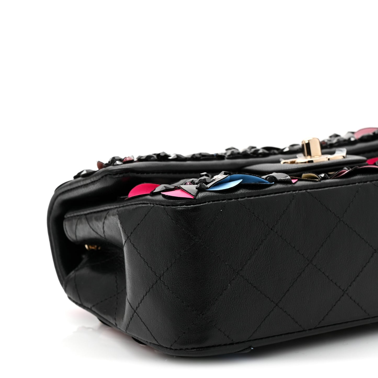 Lambskin Crystal Mini Rectangular Flap Black Multicolor