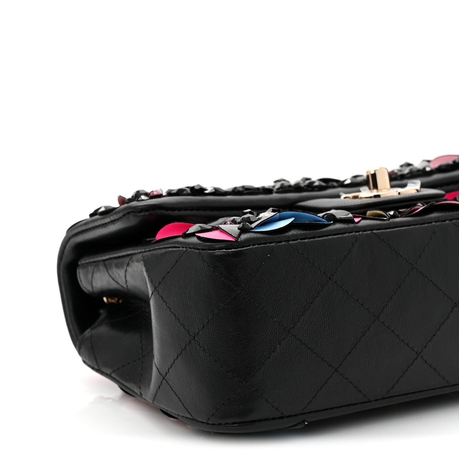 Chanel Lambskin Crystal Mini Rectangular Flap Black Multicolor 9 of 11