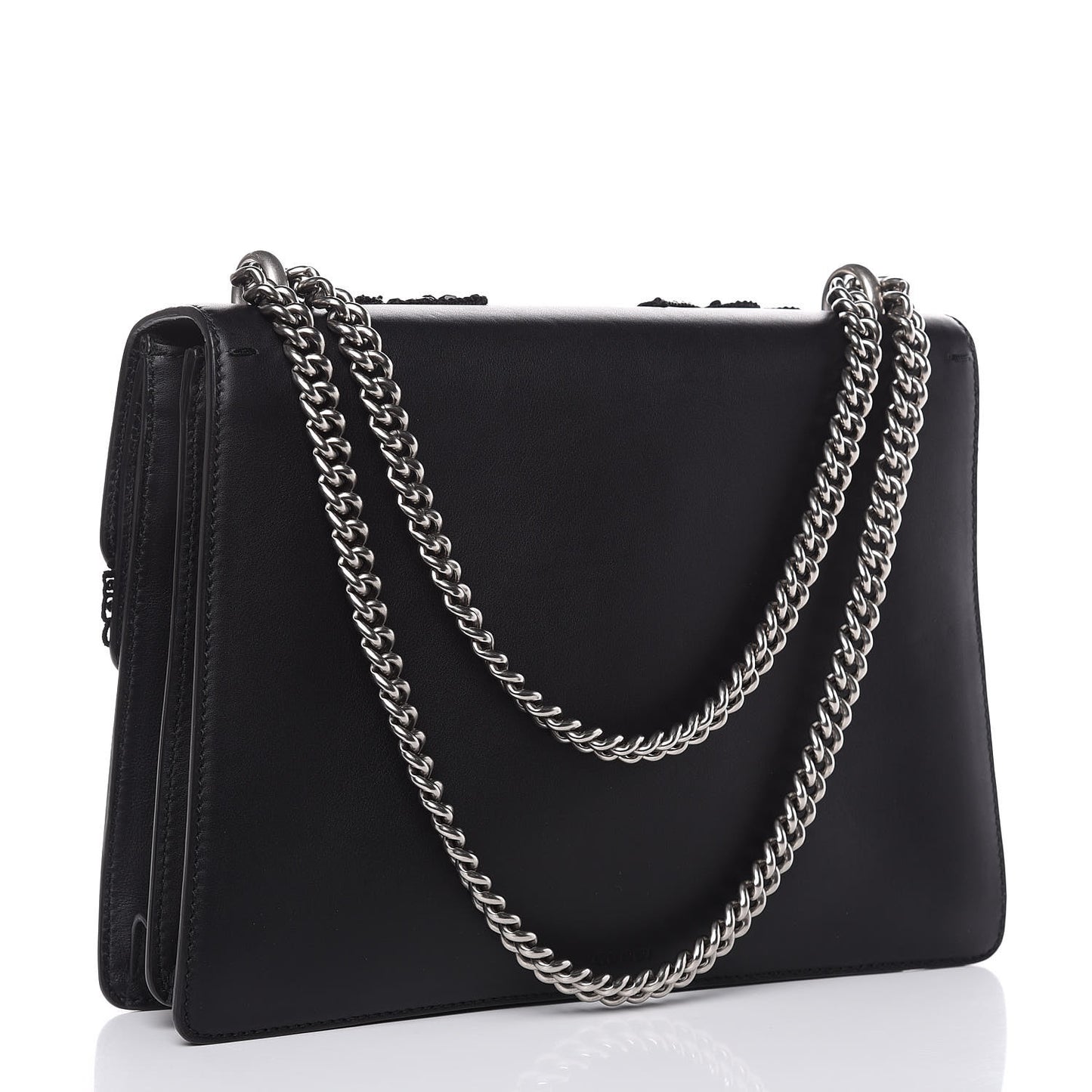 Calfskin Embroidered Medium Dionysus Shoulder Bag Black