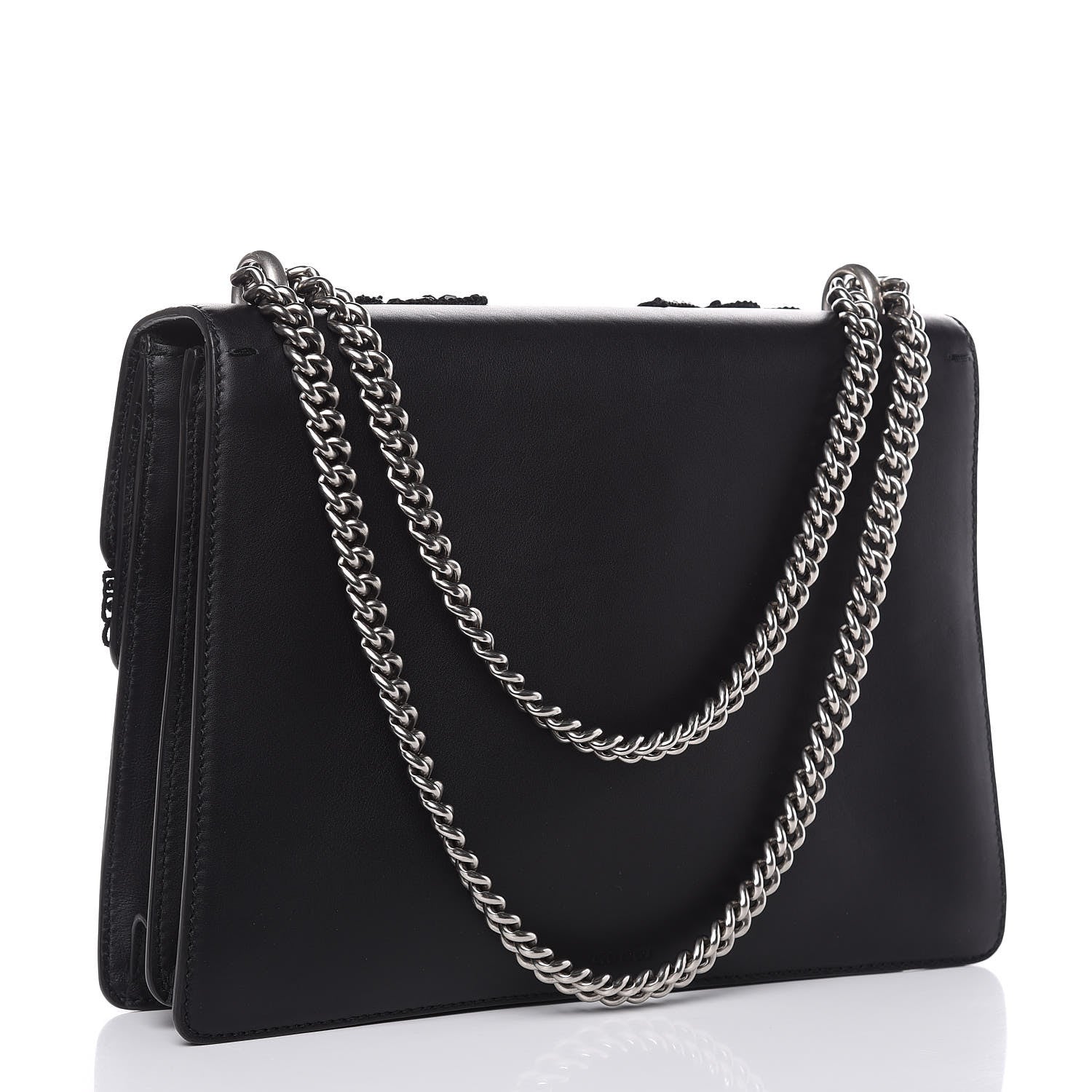 Gucci Calfskin Embroidered Medium Dionysus Shoulder Bag Black 3 of 12