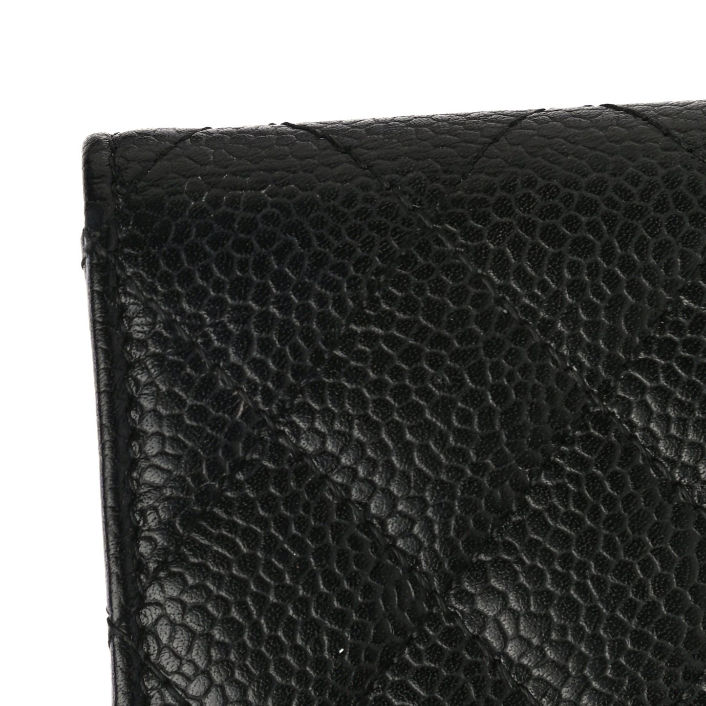 Caviar Quilted Flap Card Holder Black