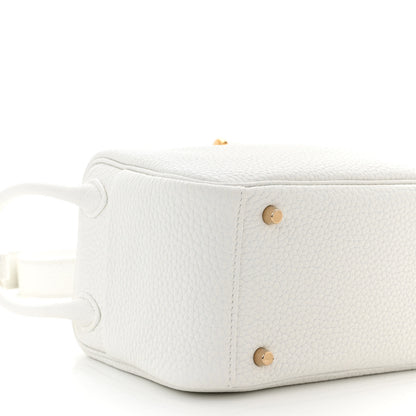 Hermes Taurillon Clemence Mini Lindy 20 New White 9 of 11