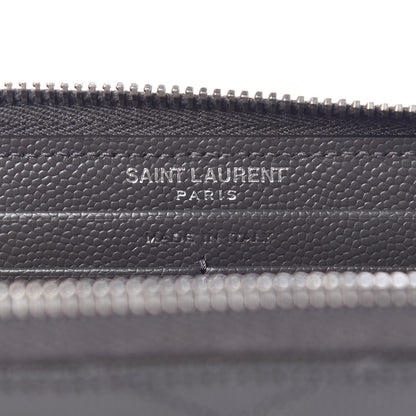 Saint Laurent Grain De Poudre Matelasse Chevron Monogram Zip Around Wallet Earth 6 of 9