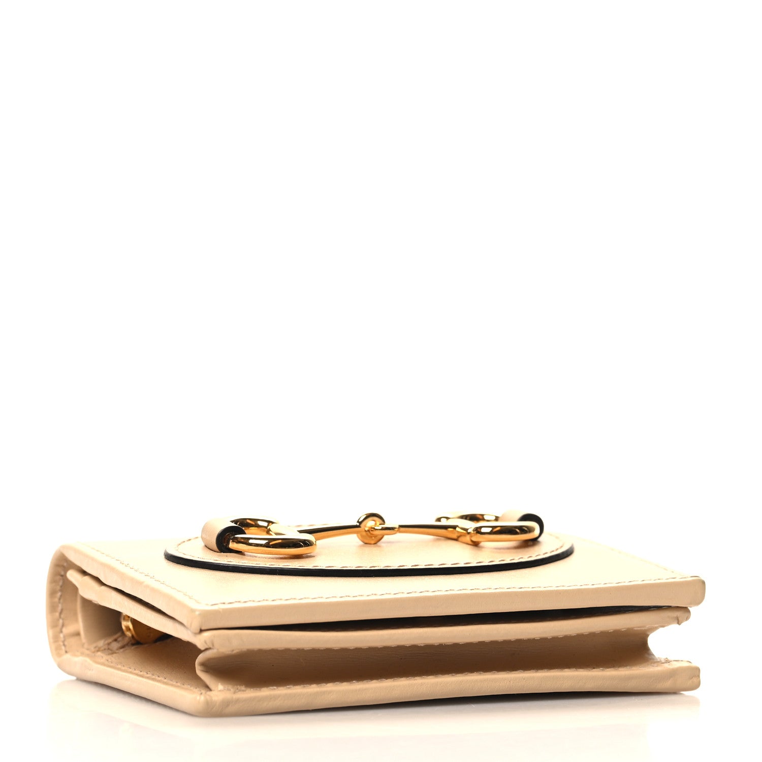 Gucci Boarded Plutone Calfskin Horsebit 1955 Card Case Wallet Bubble Tea 4 of 10